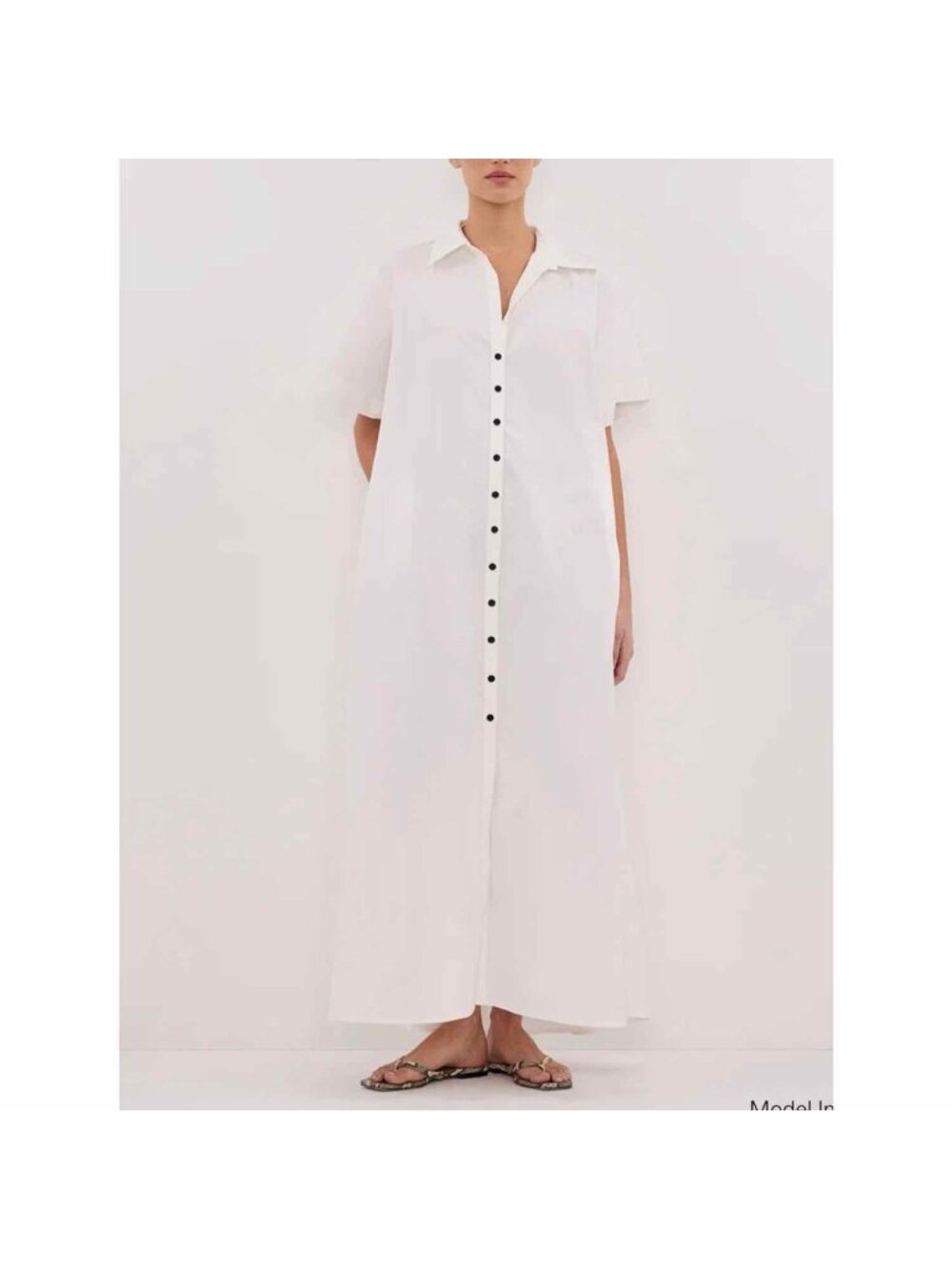 DISSH White Cotton Maxi Shirt Dress Button-front Size US 8 Minimalist